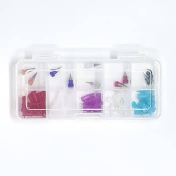 assortment box of plastic and metal tips for 3d bioprinting allevi