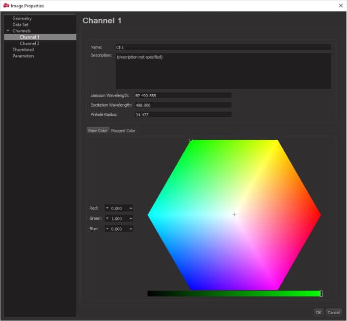 changing the color choice and intensity in imaris