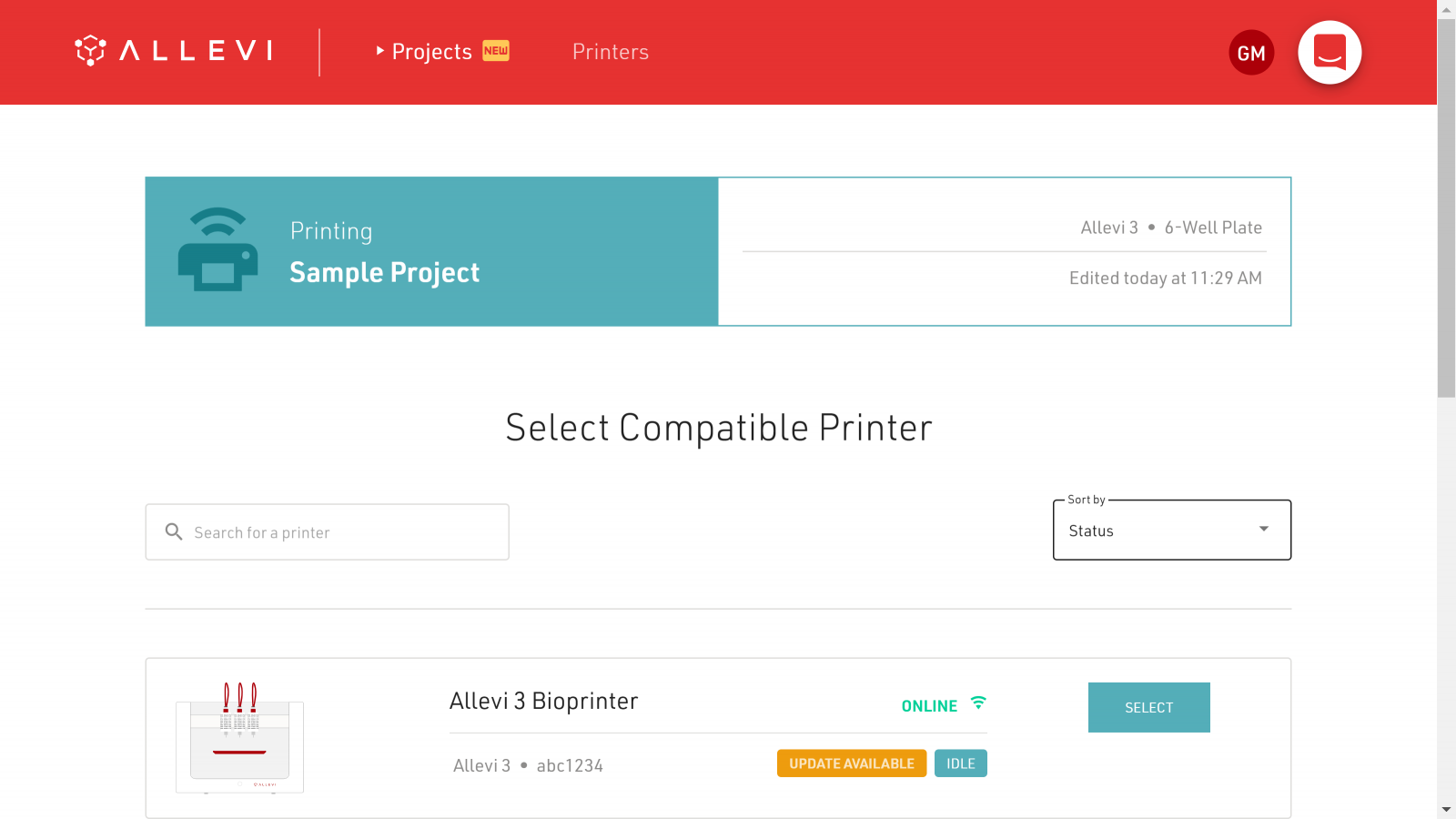 Starting a bioprint on Allevi's project-based software for easy bioprinting